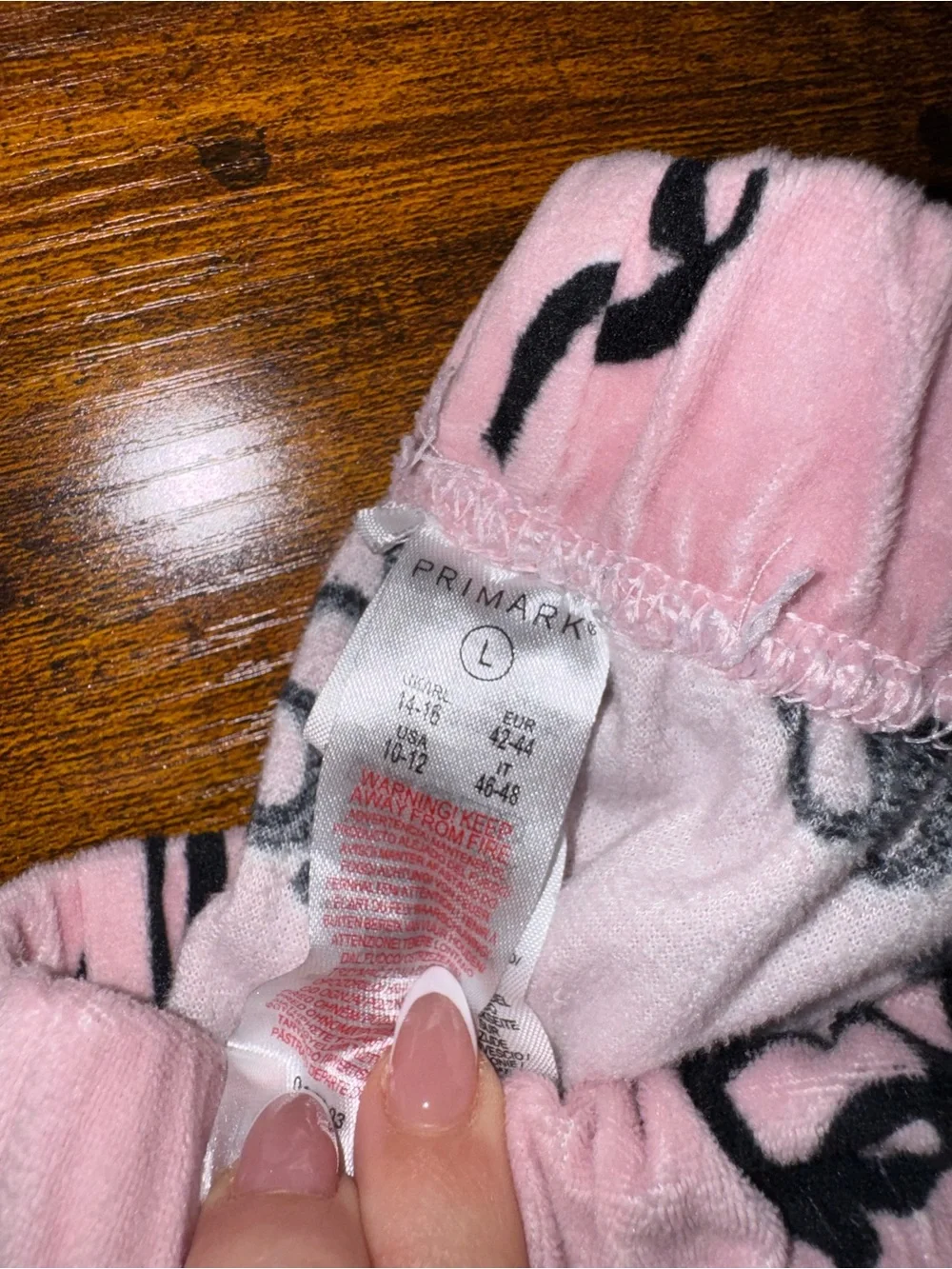 Primark Barbie Pink Velour Lounge Pajama Set Size Large